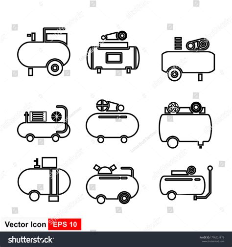 Air Compressor Icons Sets Vector Illustration Stock Vector Royalty