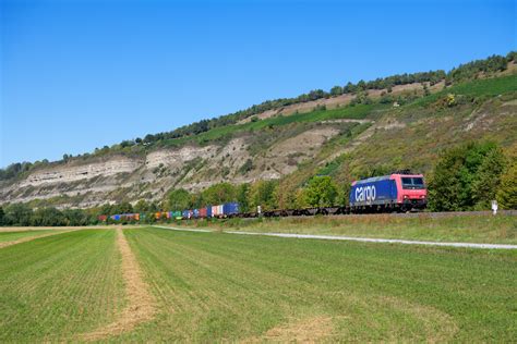 Sbb Cargo Mit Einem Containerzug Bei Th Ngersheim Richtung