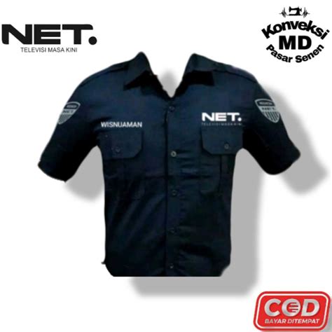 Jual Kemeja Hitam Net Tv Seragam Custom Kemeja Bordir Suka Suka