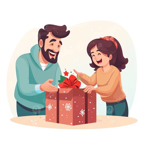 Criança Feliz Abrindo A Caixa De Natal Presente Mãe E Pai Ajudando