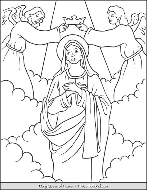 Mary Queen of Heaven Coloring Page - TheCatholicKid.com