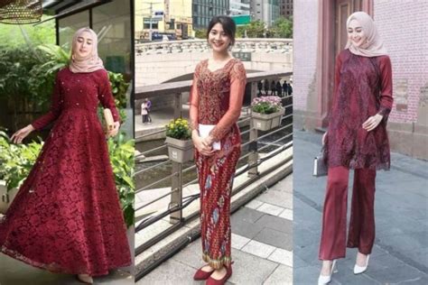 10 Ide Padu Padan Outfit Brokat Merah Marun, Kondangan Hits!