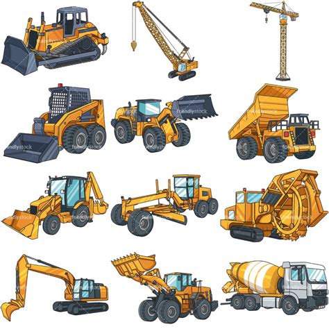 Heavy Construction Vehicles Cartoon Vector Clipart - FriendlyStock