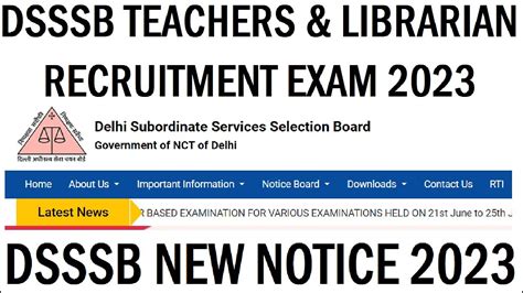 Dsssb Teachers Librarian Recruitment Exam Dsssb Latest Update