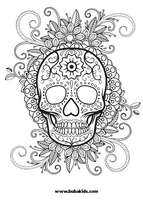 free sugar skull coloring page for kids | BubaKids.com