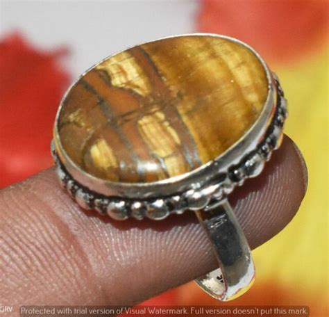 Tigers Eye Gemstone Ring 925 Sterling Silver Plated Us Size 8 U321