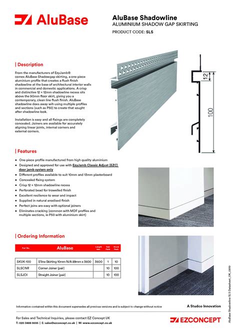 Aluminium Metal Skirting Board By Alubase Ez Concept Uk