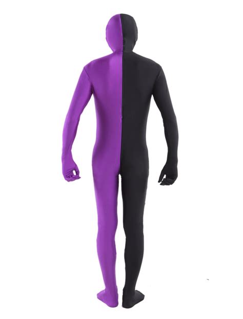 Morph Suit Purple And Black Lycra Spandex Zentai Suit Unisex Full Body Suit