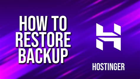 How To Restore Backup Hostinger Tutorial YouTube