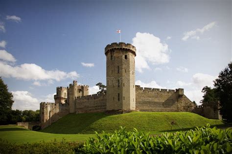 Front View Of Warwick Castle On The River Avon Stock Image Image Of