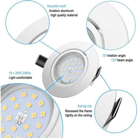 Spot Led Encastrable Orientables Blanc Froid 6000k 5w Plafonnier 30