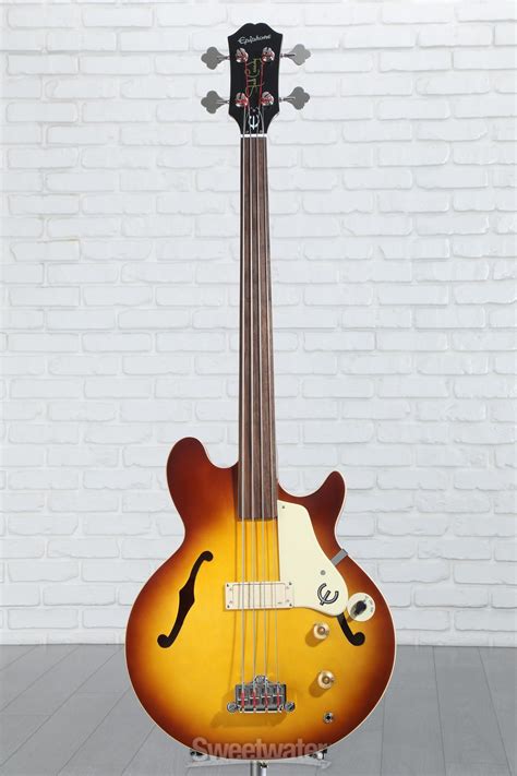 Epiphone Jack Casady Fretless Signature Bass Guitar Aged Royal Tan