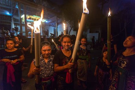 People During The Celebration Of Nyepi Day Of Silence Fasting And