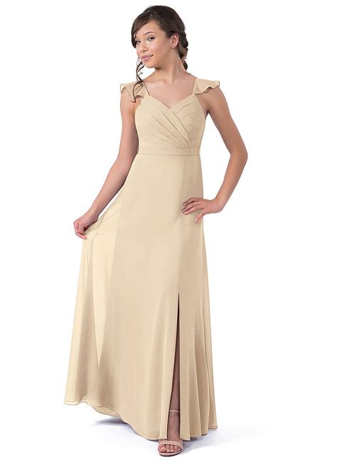 Champagne Azazie Emily JBD Junior Bridesmaid Dresses Azazie