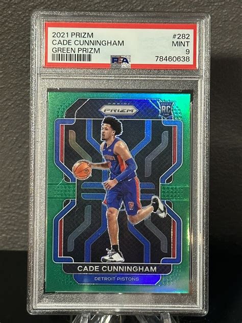 2021 22 Panini Prizm Cade Cunningham Green RC Rookie 282 Pistons PSA 9