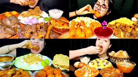 Asmr Eating Spicy Chiken Curry Mutton Curry Egg Curry Indian Food