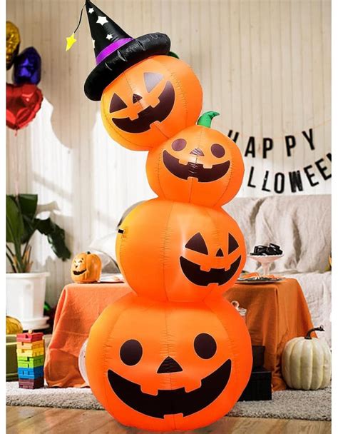 8 Feet Halloween Inflatable Stacked Pumpkins With Build In