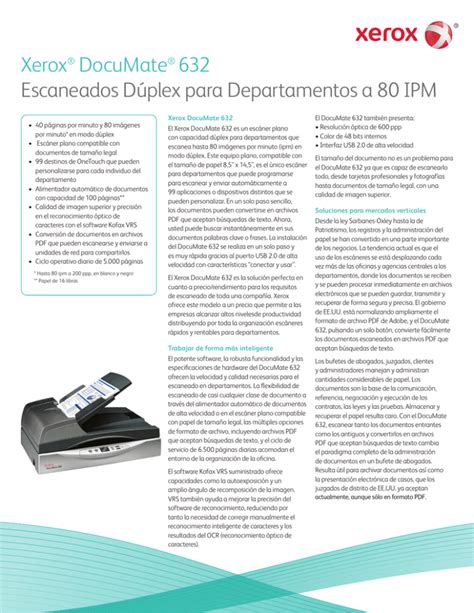 Xerox Documate Escaneados D Plex Para