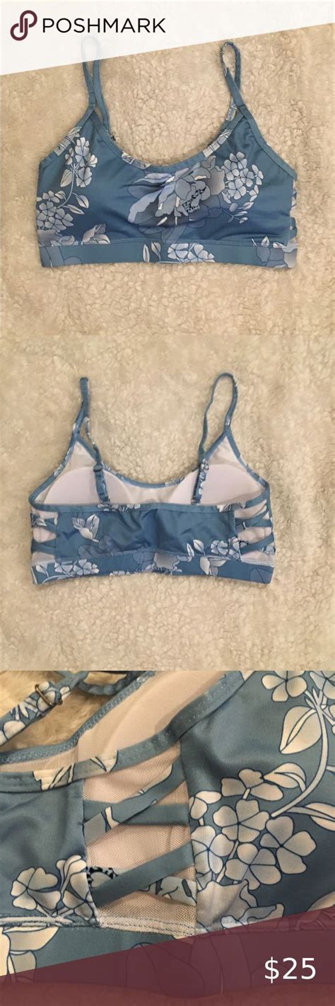 ⚡️flash Sale⚡️ Blue Floral Sports Bra Crop Tank