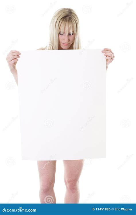Blonde Woman With Poster Board Stock Photo Image Of Caucasion White 11451886