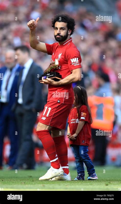 Liverpools Mohamed Salah Receives The Golden Boot Award During The