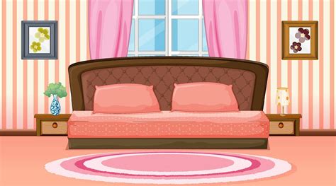 Pink bedroom interior design with furniture 3509521 Vector Art at Vecteezy