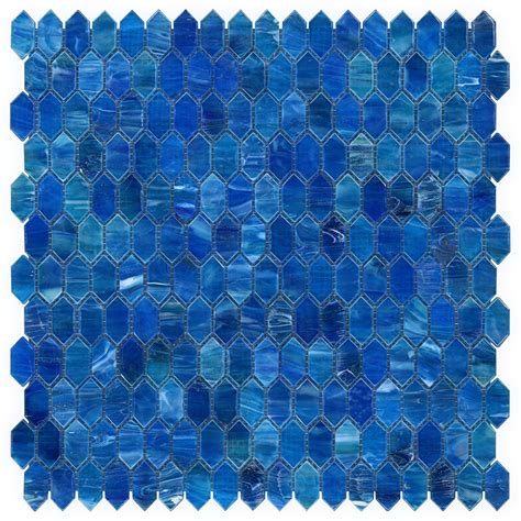 Flicker Iridescent Marine Blue Polished Glass Mosaic Tile