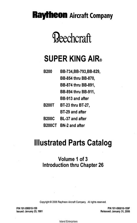 Beechcraft Super King Air B B T B C B Ct Illustrated Parts