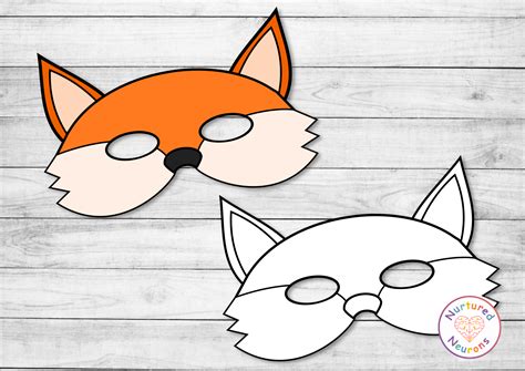 Diy Printable Fox Masks Color And Plain Templates Pdf Nurtured Neurons