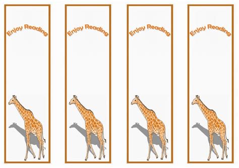 Giraffe Bookmarks Birthday Printable