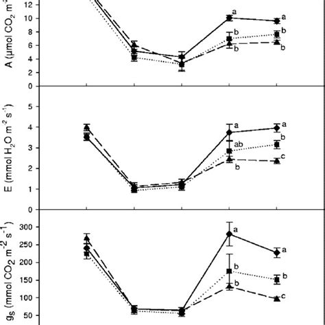 Net Co Assimilation A Transpiration E And Stomatal Conductance