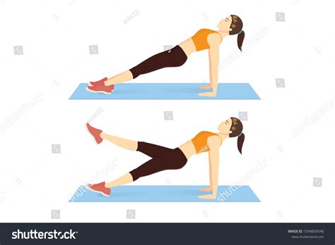 Woman Doing Reverse Plank Leg Raise Stock Vector Royalty Free