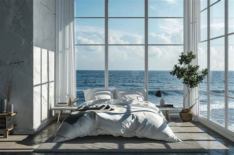 Minimalist Bedroom with Panoramic Ocean Sea View: Modern Coastal ...