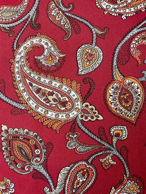 Burgundy Green And Red Paisley Contemporary Upholstery Fabric By The