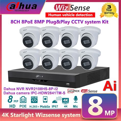 Dahua IPC HDW2841TM S Ai Wizsense 4K 8MP Starlight IP Camera 8CH CCTV