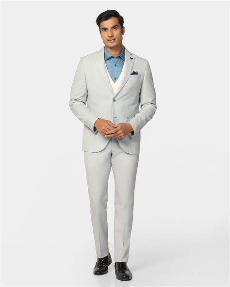 Two Piece Light Grey Check Formal Suit - Enrico | Blackberrys | Dr