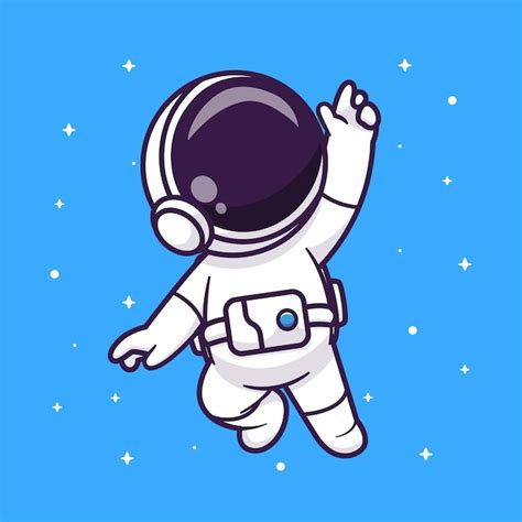 Lindo Astronauta Flotando En El Espacio Dibujos Animados Vector Icono Ilustración Ciencia