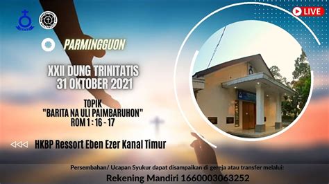 Livestreaming Parmingguon Xxii Dung Trinitatis Oktober Hkbp