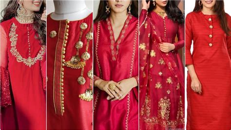 Red Kurti Neck Design Red Suit Neck Design Red Dress Neck Design Red