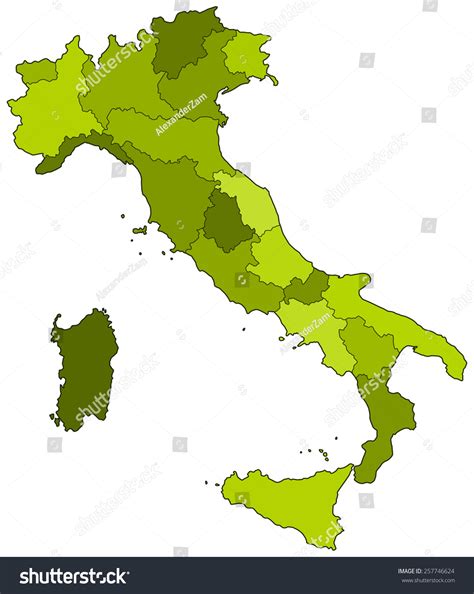 Silhouette Contour Border Map Italy Islands Stock Vector (Royalty Free ...