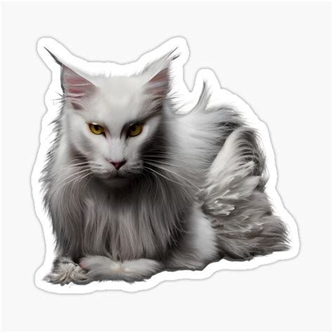 "White Fur Maine Coon Cat" Sticker for Sale by Lonyale | Redbubble