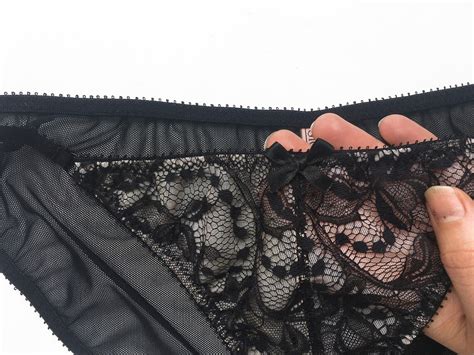 Black Lace Sheer Panties With Nude Lining Etsy