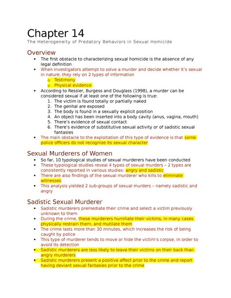 Chapter 14 The Heterogeneity Of Predatory Behaviors In Sexual