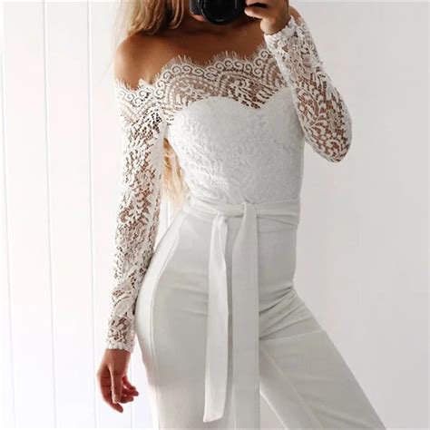 Womens Elegant Lace Patchwork Embroidery Jumpsuit On