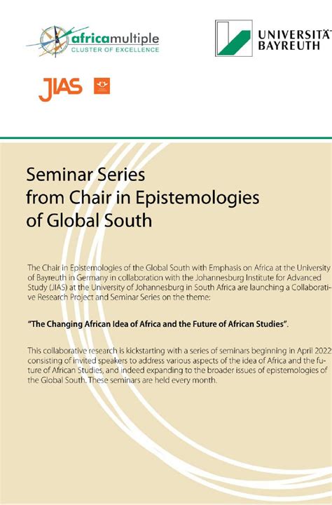 Seminar Series From Chair In Epistemologies Of Global South