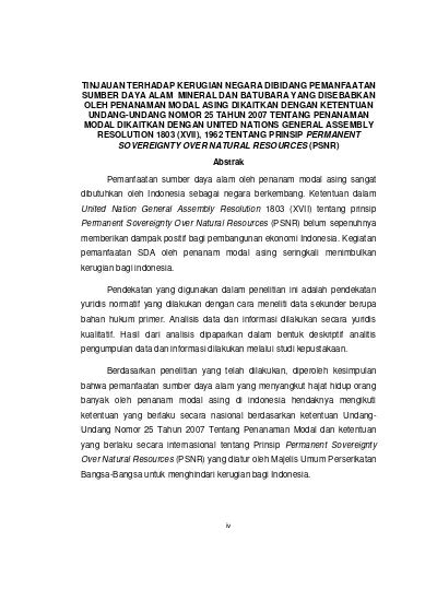 Tinjauan Terhadap Kerugian Negara Dibidang Pemanfaatan Sumber Daya Alam