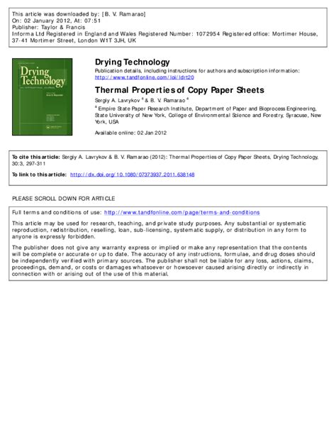 Pdf Thermal Conductivity Of Paper Bandaru Ramarao