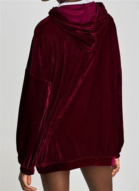 Unisex Oversized Burgundy Velvet Hoodie Pullover Premium Quality