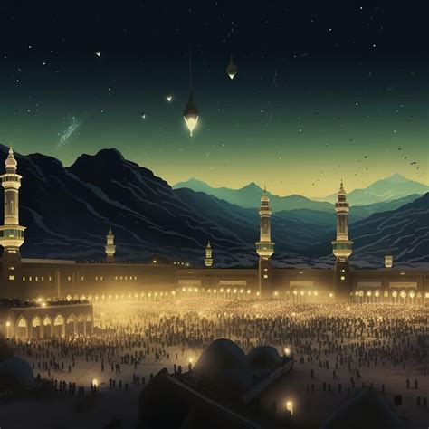 Premium Photo | Hajj And Eid Background With kaaba Icon