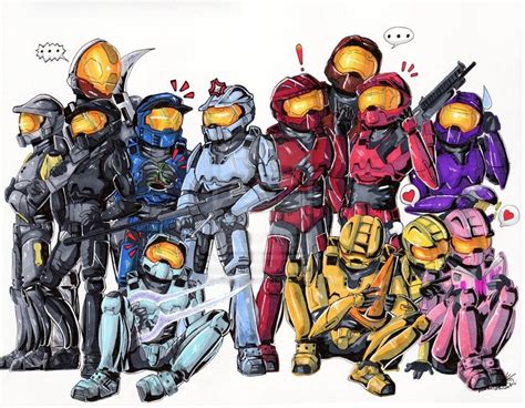 Halo characters drawing, Red vs. Blue HD wallpaper | Wallpaper Flare